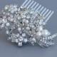 Crystal Hair Comb, Vintage Flower Crystal Bridal Comb, Wedding Hair Jewelry, Crystal  & Pearl Hair Accessory, VALENTIN