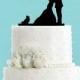 Couple Kissing with Pomeranian Wedding Cake Topper