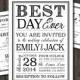 Moder Wedding Invitation Template - Printable DIY Wedding Invitation. Best Day Ever, Typography (1065)