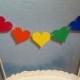 Wedding Cake Topper Garland, Heart Bunting, Valentine's Day, Rainbow Birthday, Anniversary