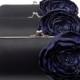 Black Clutch with Navy Midnight Blue Flower - Bridesmaid Clutch - Kisslock Snap Petite Bouquet Clutch - Navy Blue Flower Bloom
