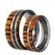 Holiday Sale 15% Off Wooden Wedding Band Set, Bocote Wood Rings, Titanium Pinstripes, Ring Armor Included