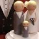 Personalized Wood Doll Cake Topper - Custom Wedding Cake Topper with Pet - Custom Wedding Cake Topper with Child