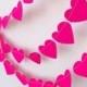 Fuchsia Pink Heart Garland,Wedding Decor, Wedding Garland, Bridal Shower Decor, Photo Prop, Romantic Garland
