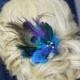 Peacock Hairpiece, Teal Hairpiece,Royal Blue Hairpiece, Bridal Accessory, Wedding Headpiece, Feathered Fascinator, Bridal Hairpin