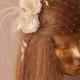 BIRDCAGE VEIL. Ivory veil .Romantic wedding Headpiece with beautifull,delicate FLOWERS.Bridal Fascinator.