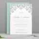 Printable Wedding Invitation Template - DOWNLOAD Instantly - EDITABLE TEXT - Kate (Mint & Gray)  - Microsoft Word Format