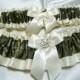 Army ACU Digital Camouflage Satin Wedding Garter w/ Crystal Embellishment - Toss Garter Included- Pick Ivory or White