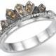 Gold Ring, Champagne Diamonds Band, Christmas Gift, 14K White Gold Ring, Design Wedding Band, Vintage Ring, Sizable 4 5 6 7 8 9 10 11