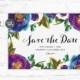 Wedding Save the Date Invitation 6x4" - Wedding - Painted Flowers - personalised printable downloadable design
