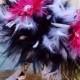 Feather & Gerber Daisies Flower Bridal Bouquet - Fuchsia, Hot Pink, Black, White Wedding Bouquets - Custom Crystal Daisy Colors Large