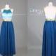 Blue Gold Halter Open Back Long Prom Dress/Sweet 16 Dress/Ombre Backless Evening Dress/Chiffon Flowy Prom Dresses/Bridesmaid Dress DH375
