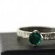 5mm Emerald Ring, Tree Bark Ring, Rustic Engagement Ring, Green Gemstone Jewelry