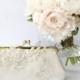 Alencon Lace Bridal Clutch with beaded sequins embroidery in Ivory 8-inches