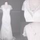 Elegant White V Neck Short Sleeves Lace Mermaid Wedding Dress/White Lace Wedding Dress/Simple Wedding Gown/Mermaid Beach Bridal Dress DH377