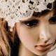 BRENDA LEE Cream/ivory Juliet cap lace trim headpiece/boho/headwrap hat/antique/vintage/wedding hair accessory/bride/cottage v tie/beige