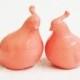 Ceramic Bird Cake Topper Modern Quail Couple Wedding Keepsake Figurines in Melon - Made to Order