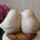 Kissing Ivory Love Bird Cake Topper