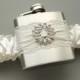 Ivory FLASK GARTER with Crystal Starburst -- Ivory Bridal Wedding Garter - Gift for Her - Ready to Ship