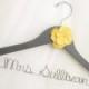 Grey & Yellow Flower Wire Wedding Hanger - Painted Dark Gray or other Custom Bridal Color, Personalized