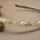 Bridal Tiara - Wedding Hair Accessories - Head Band - Ivory Cream Pearls and Clear Crystal