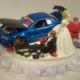 AUTO Mechanic Bride and Groom 2002 Nissan Skyline GTR r34 Blue CAR Funny Wedding Cake Topper Groom's Cake