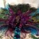 SALE - Deposit Peacock Wedding Purple Teal Bridal Bouquet Fan Keepsake, Quinceanera