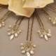 Wedding Hair Accessories, Gold Handwired Bridal Hair Pins, Freshwater Pearls and Swarovski Crystal, Wedding Hair Pins