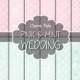 Wedding digital paper: "PINK & MINT WEDDING" with damask, quatrefoil, roses, flowers, lace, hearts patterns / pink mint wedding background