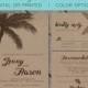 Beach Kraft Paper Wedding Invitation, palm trees, island, destination, seashell, starfish, Wedding Invitation, Printable, Template