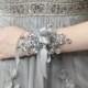 Wrist Corsage - Silver Mirrored Beads - Wedding Accessory for Mothers, Aunts, Sisters, Women - Holiday Wrist Corsage for Prom or Dance