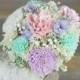 Bridesmaids Bouquet, Lavender/Mint/Pink/Ivory Sola Flower Bouquet, Keepsake Bouquet, Rustic Bouquet, Handmade Bouquet