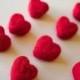 Red Hearts, Tiny Hearts, Needle Felted, Valentine's Day, Felted Hearts, Wedding Decor, Miniature, Valentine Hearts, Free Shipping, Set of 10