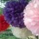 10 Tissue paper pom poms, Wedding decorations, Bridal shower, Rehearsal, Party decorations. Hanging pom poms. Hanging flower ball