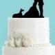 Couple Kissing with Great Dane Sitting Wedding Cake Topper