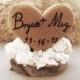 Rustic wedding cake topper wooden heart winter country fall weddings