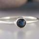 White Gold and Blue Sapphire Ring -  Thin Engagement Ring in solid 14k white gold