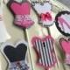 Bachelorette party cupcake toppers corset lingerie sexy food picks MIX and MATCH black white hot pink colors