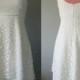 Diamond White Silk and Cotton Dot Lace Boatneck Scoop Back Hi Lo Tea Length Wedding Special Occasion Dress Size 6-8