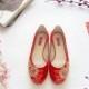 Bridesmaid shoes, bridal shoes, red ballet flats, red wedding shoes, lace wedding shoes, Chinese wedding, wedding flats, for her, size39-41