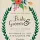 Rustic, Hand-Painted Floral Wedding Invitation (Tan or White)