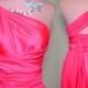 Neon Pink Convertible Dress...Bridesmaids, Date Night, Cocktail Party, Prom, Special Occasion, Beach, Vacation