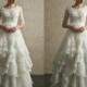 Half Sleeves Wedding Dresses 2016 New Arrival Modest Wedding Gowns With Sleeves Lace Organza Floor Length Beach Bridal Dresses Full Back Online with $137.07/Piece on Hjklp88's Store 