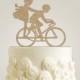 Bicycle Wedding Cake Topper - Rustic Cake Topper - Wood Cake Topper, Burlap Wedding Cake Topper, Bike Cake Topper