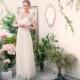 SALE -Romantic wedding dress with lace top and chiffon skirt, boho wedding dress, backless  wedding dress, beach wedding dress
