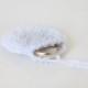 Crochet Drawstring Ring Holder, white knit with beads pattern, crochet feminine wedding ring holder, mini purse, fitness, jogging pendant