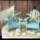 Ivory bride-Adirondack chair-wedding cake topper-miniature-beach chair-beach wedding-destination wedding-starfish
