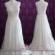 Whimsical Grecian Silk Chiffon Wedding Dress with Floral Lace Appliques 