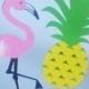 Flamingo Party Pineapple Centerpiece - Pink Flamingo - Pineapple on a Stick - Photoshoot Prop - Floral Centerpiece Birthday Pool Party Luau
