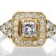 Vintage Engagement Ring, 18K Rose Gold Ring, Halo Ring, 0.84 TCW Diamond Ring Band, Victorian Ring, Art Deco Ring